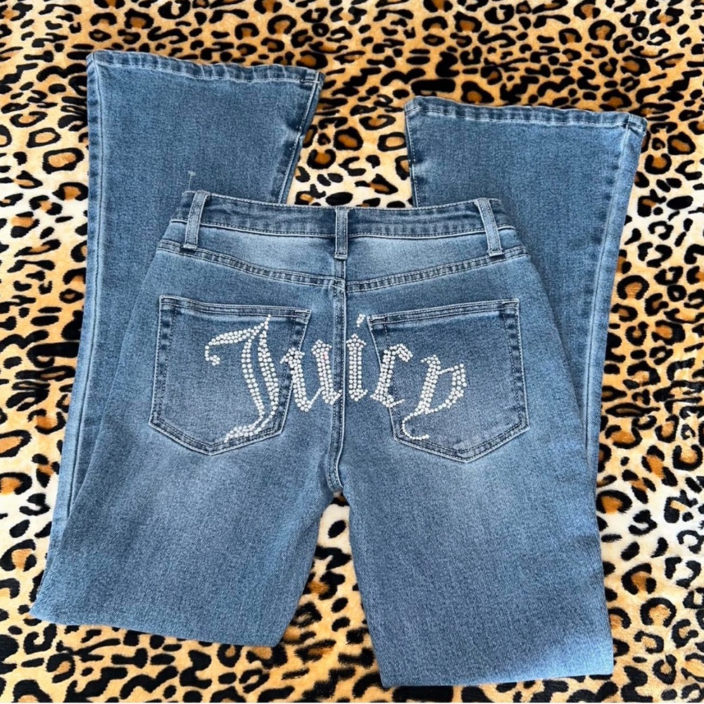 Y2K Juicy Couture Rhinestone Light Wash Flare Leg Jeans